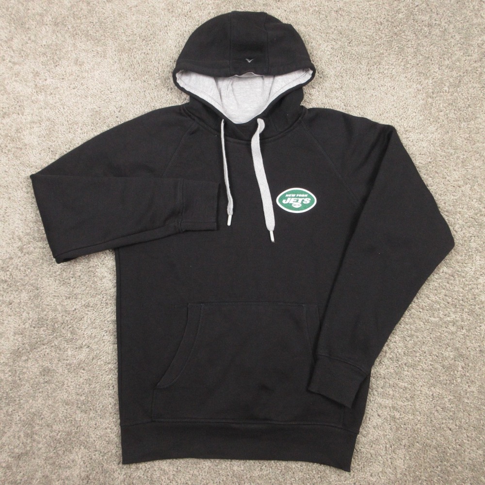 New York Jets Sweater Mens Medium Black Hoodie Sweatshirt Antigua NFL Football